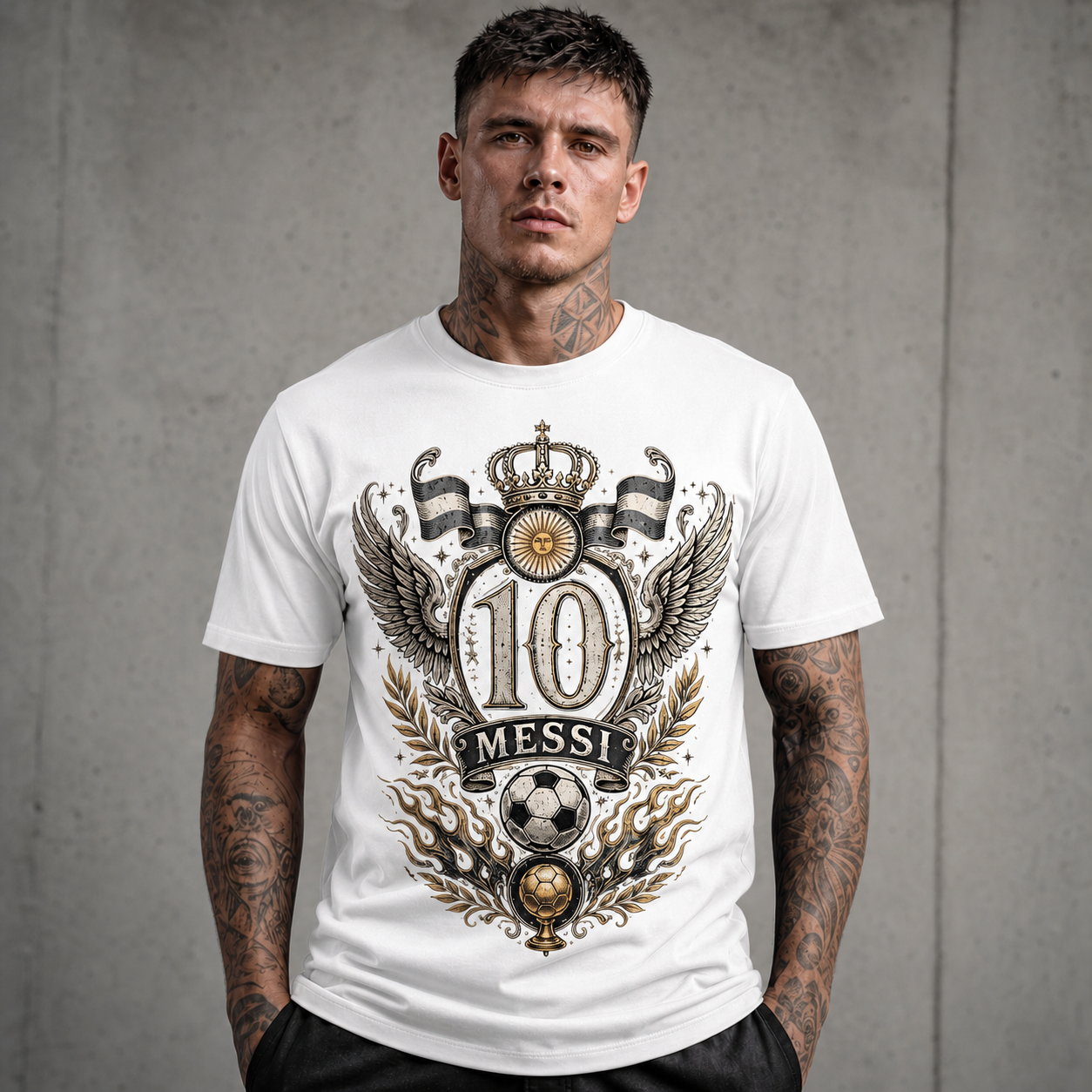 Messi World Cup Printed T-Shirt Unisex Loose Fit T-Shirt 100% Cotton Soft Comfortable Summer Casual Printed Top