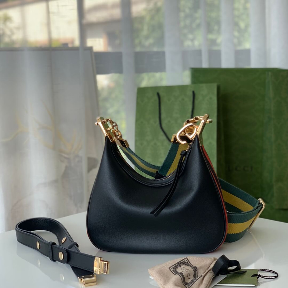 Gucci Black Leather Attache Small Shoulder Bag