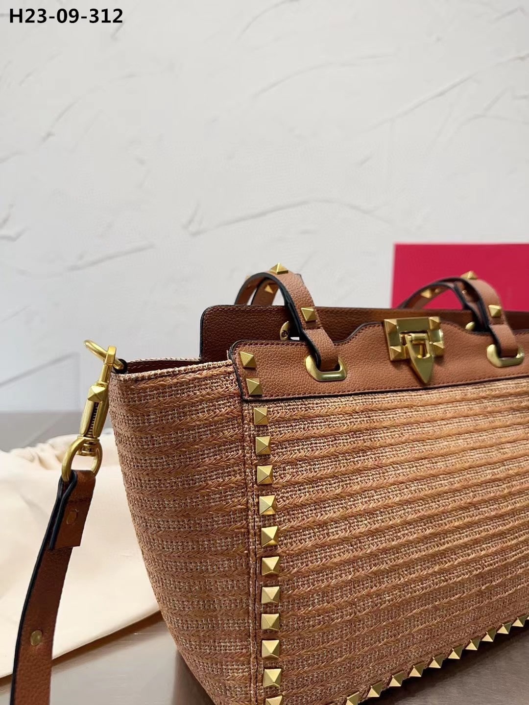 Valentino Rockstud Tote Bag Brown 28Cm