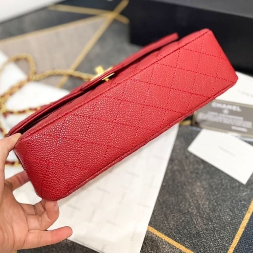 Chanel Medium Classic Flap Bag Dark Red Caviar 26Cm