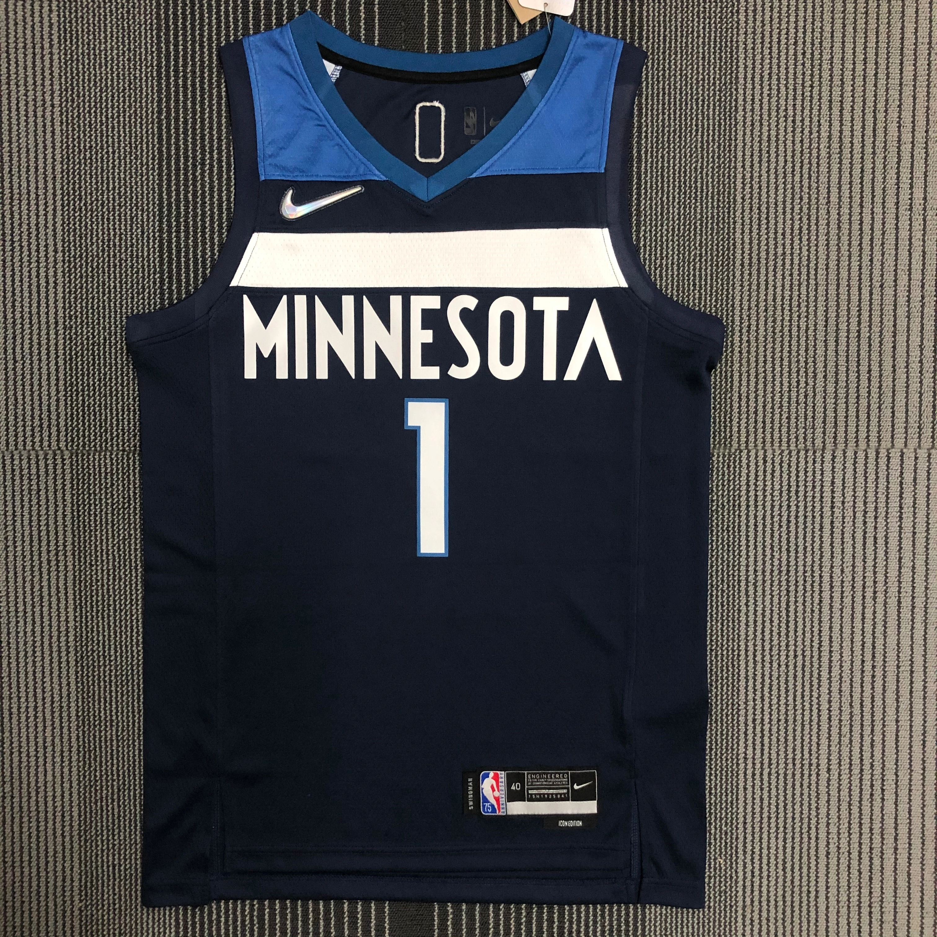 NBA 75th Anniversary Minnesota Timberwolves 1 Edwards Basketball Jersey