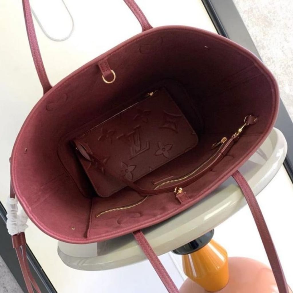 Louis Vuitton Neverfull MM Monogram Empreinte Wine Red 31Cm M25855