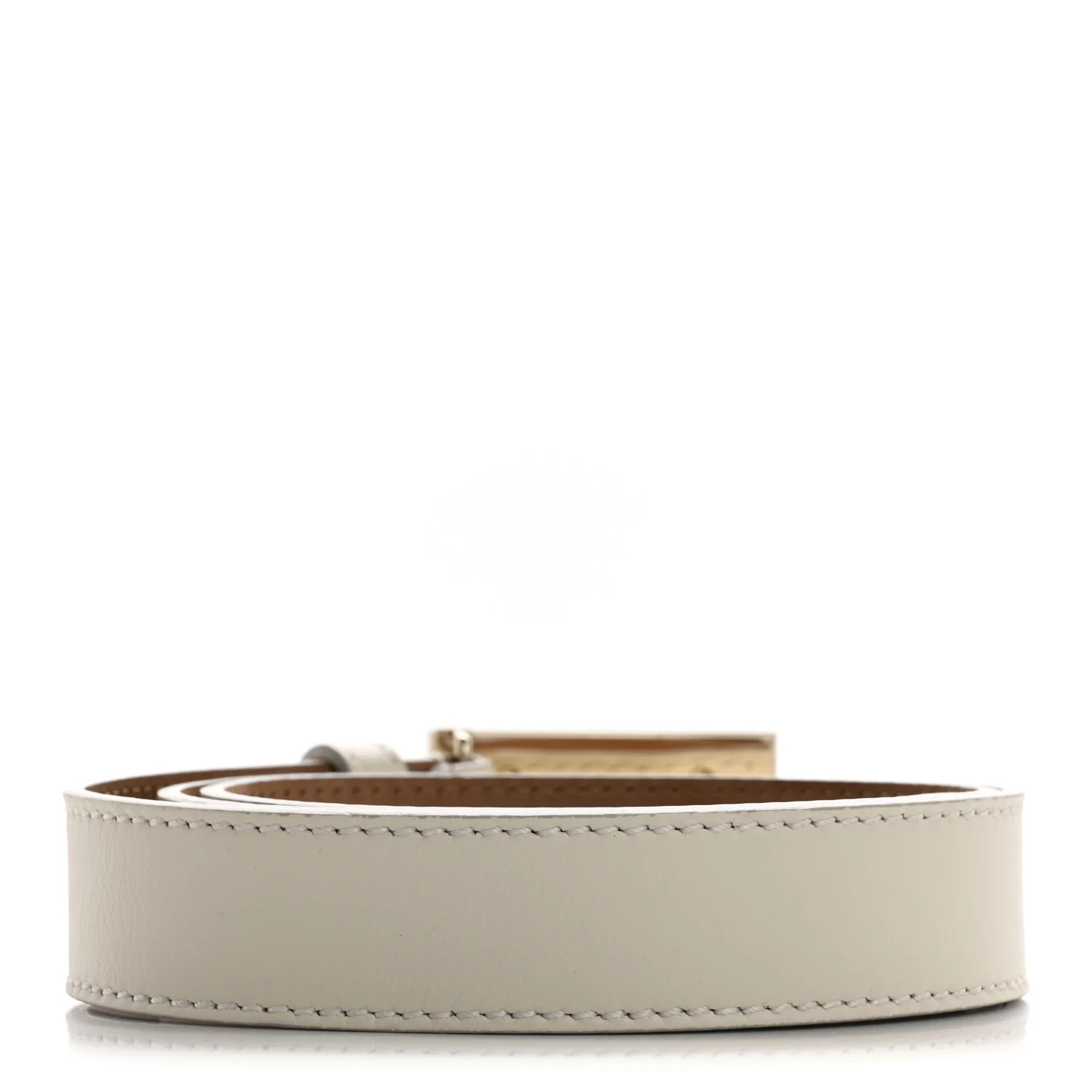 Calfskin Enamel  FF Belt 85 34  White