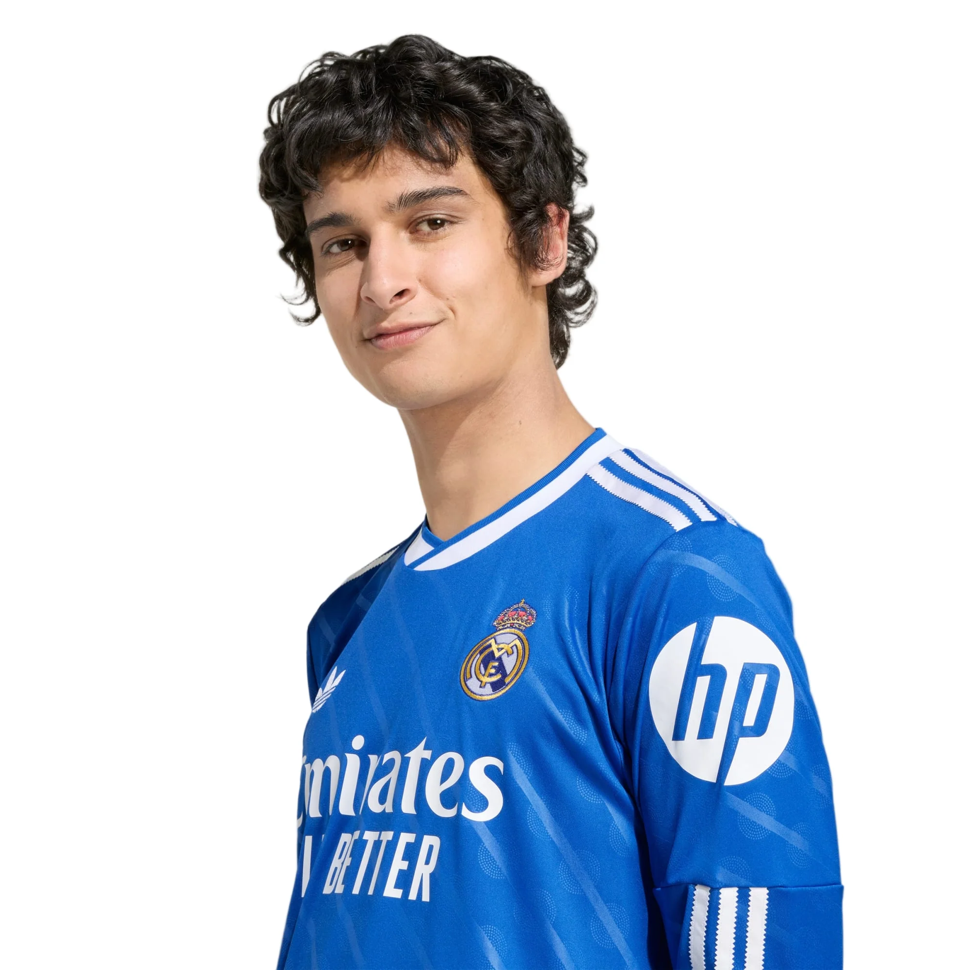 adidas Men's Real Madrid Mbappe Long Sleeve Third Jersey w/ Champions League Patches 25/26 (Blue/White)