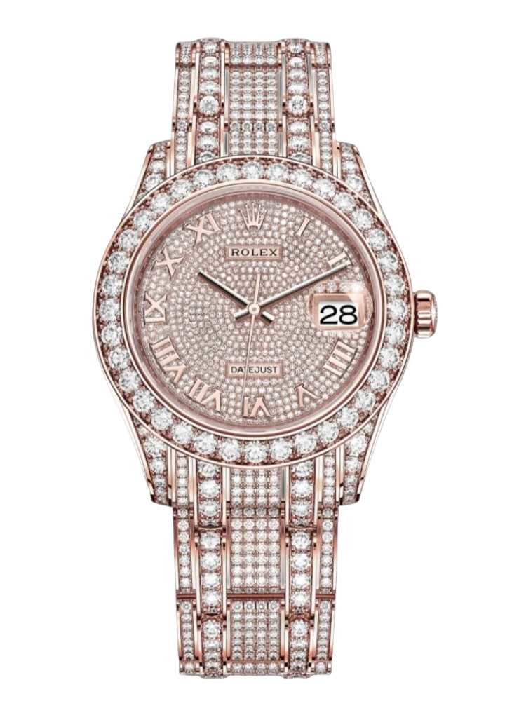 【Super Clone】Rolex Pearlmaster 86405RBR Everose Gold Paved Diamond dial 39mm Mens Replica Watch