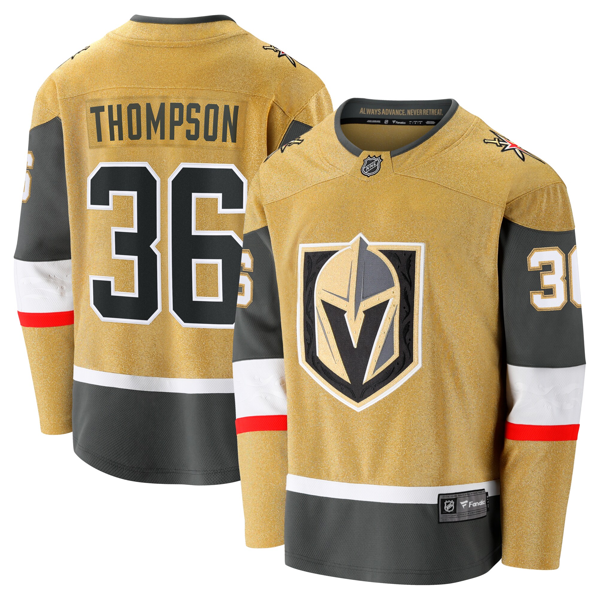 Logan Thompson Vegas Golden Knights Fanatics Home Premier Breakaway Player Jersey – Gold