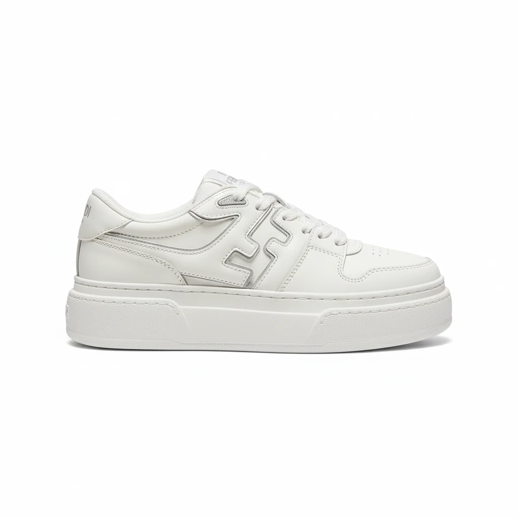 FENDI Match Canvas and suede platform low-tops Sneakers
