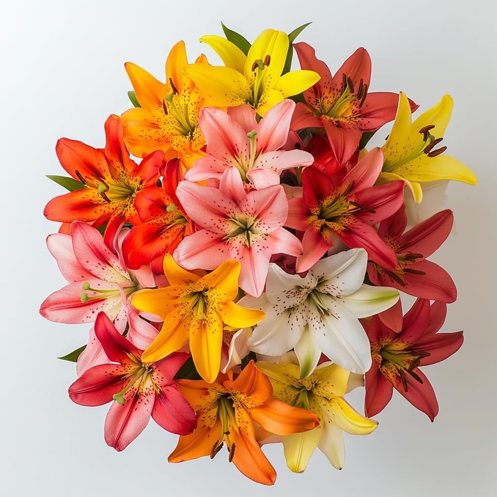 GlobalRose 10 Assorted Asiatic Lilies – Responsibly Sourced Lily Flowers – Hand-Picked Flowers Fresh Bouquet for Graduation, Anniversary, Birthday & Special Occasions