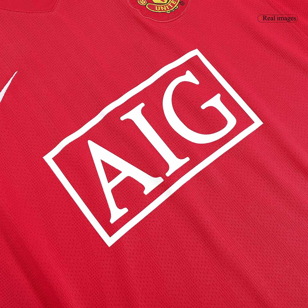 Manchester United 2007/08 Home Long Sleeve Retro Soccer Jersey