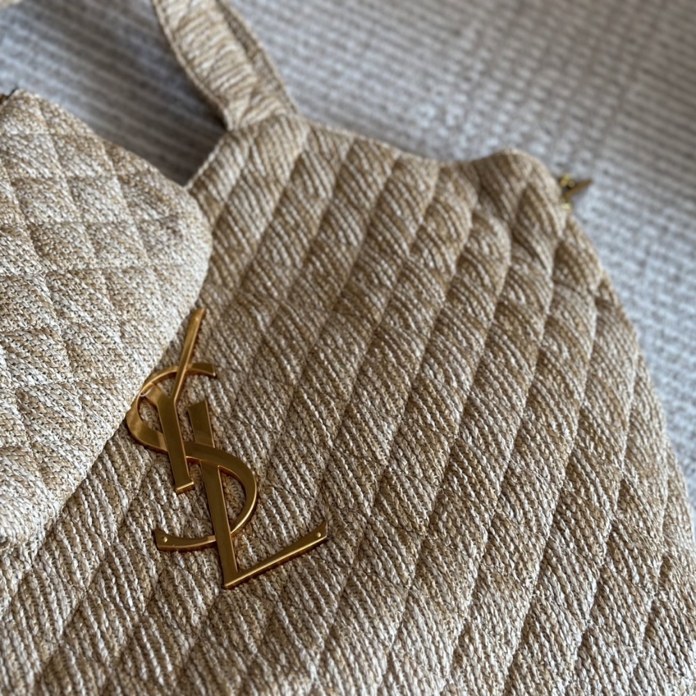 Saint Laurent Raffia Maxi Tote Bag Beige 40Cm