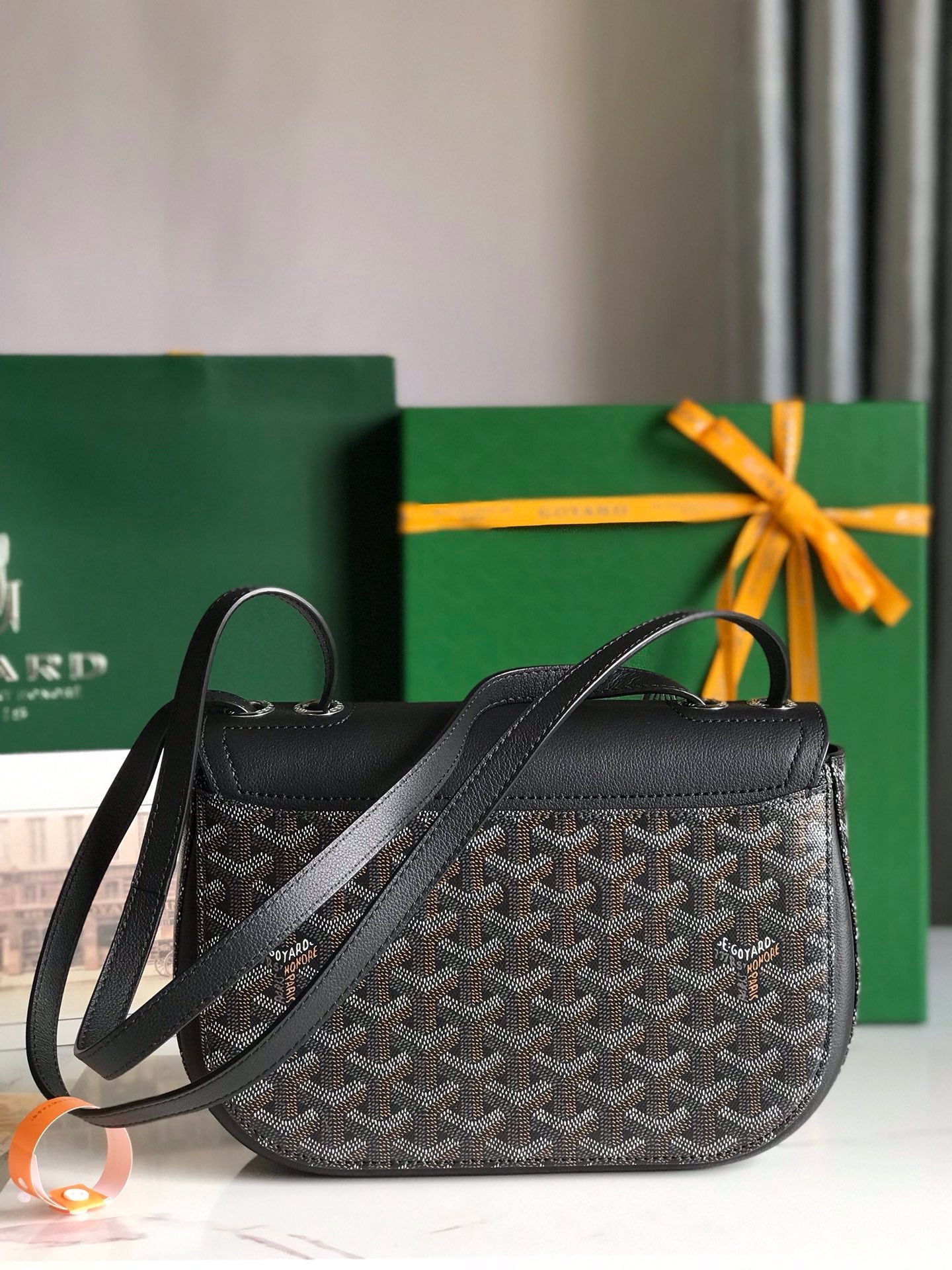 Goyard 233 Bag 25 Cm Black Calfskin And Goyardine Canvas