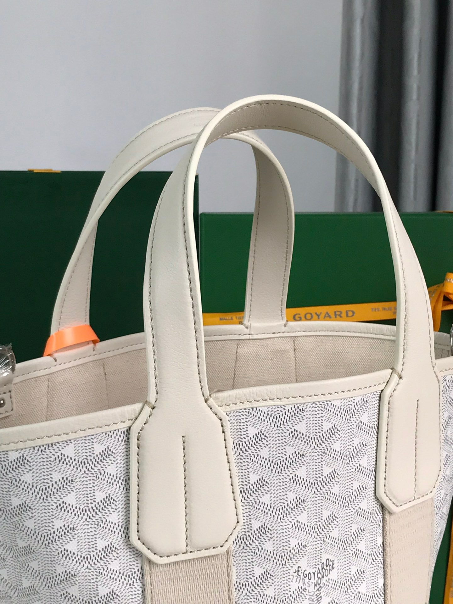 Goyard Small Belharra 24 Cm White Goyardine Canvas And Lambskin