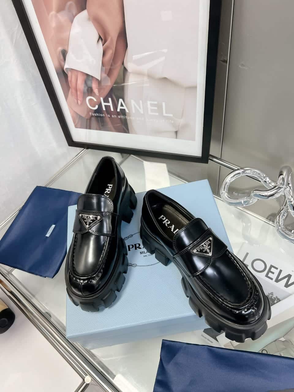 Prada Brushed Leather Monolith Loafers 1D649Mb4Lf0002Fb055