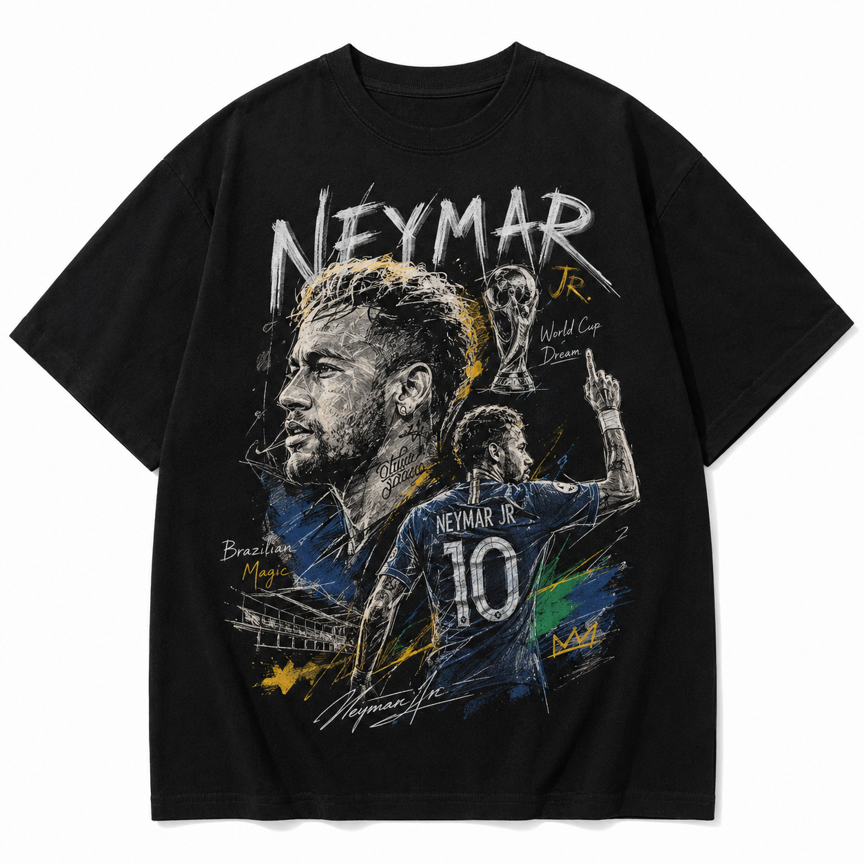 Neymar World Cup Printed T-Shirt  Unisex Loose Fit T-Shirt 100% Cotton Soft Comfortable Summer Casual Printed Top