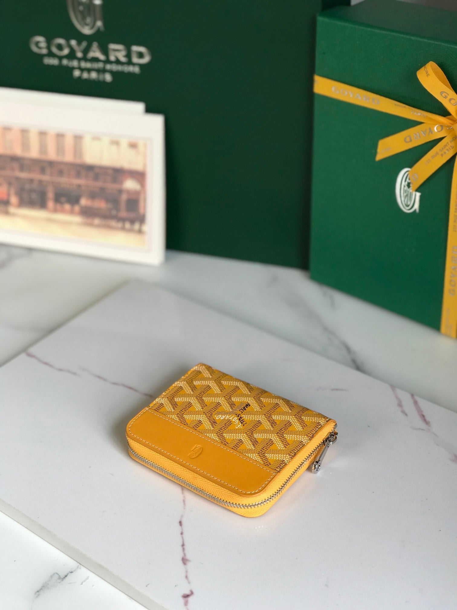 Goyard Matignon Mini Wallet 11cm Yellow Goyardine Canvas And Calfskin
