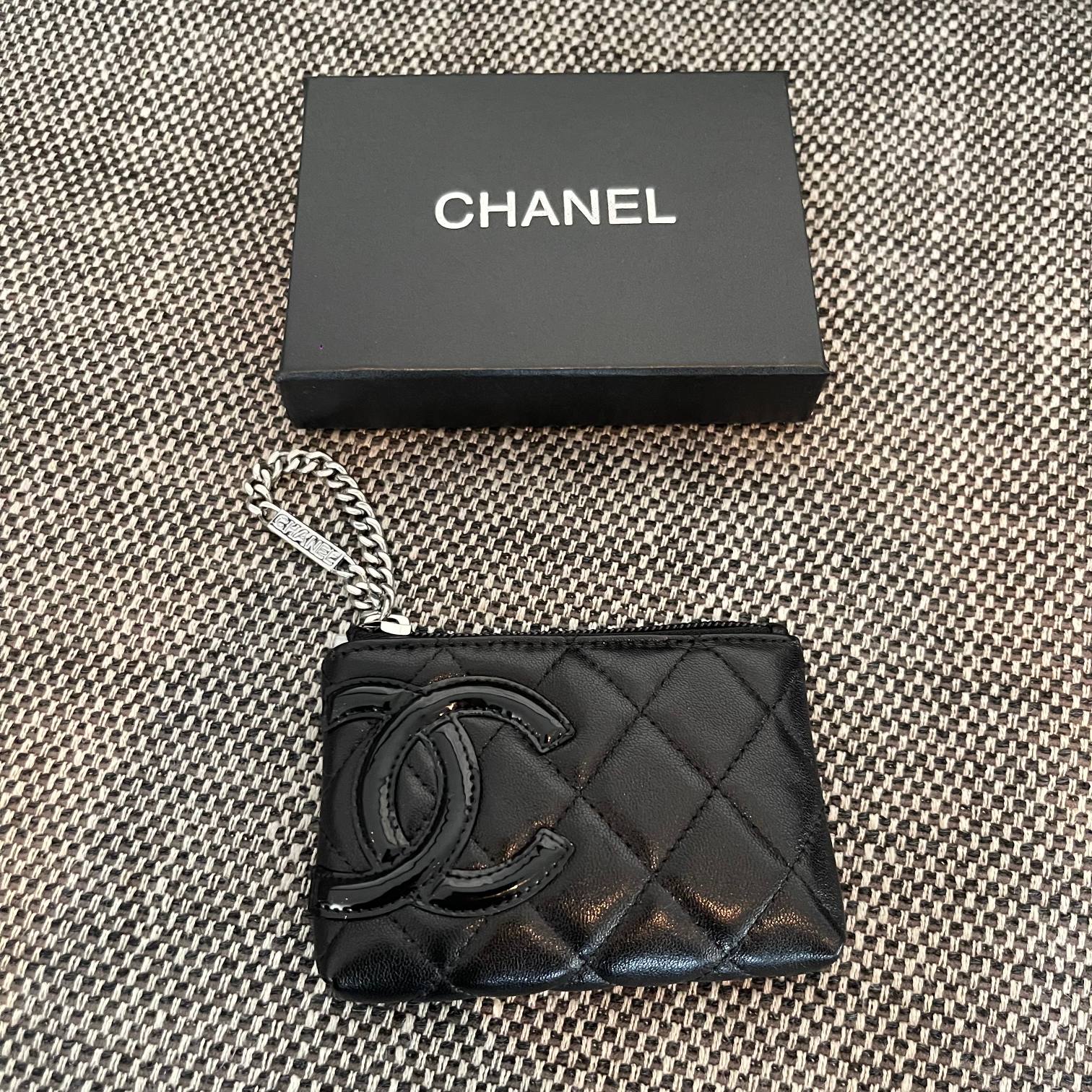 Vintage Cambon Quilted Lambskin Coin Purse in All Black