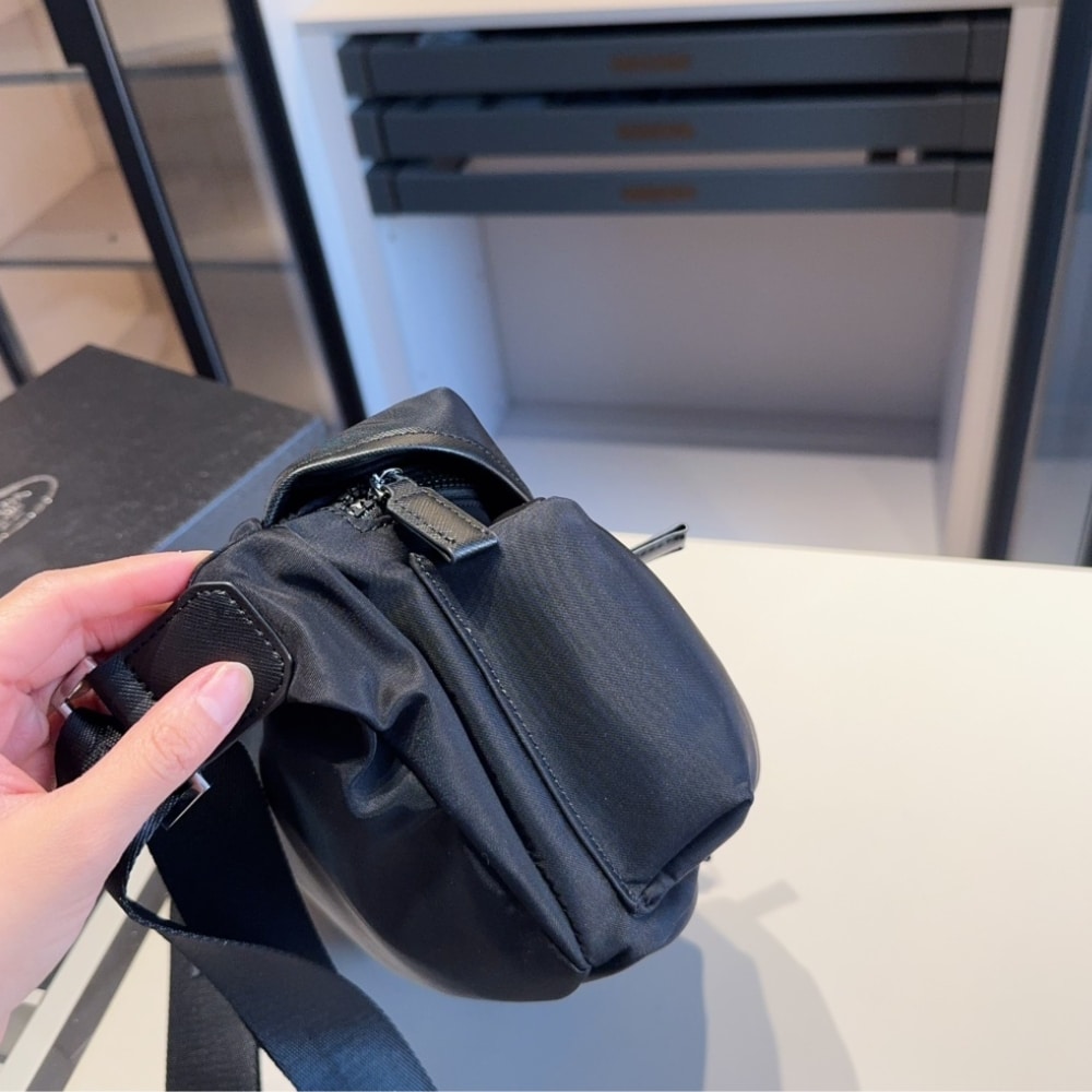 Prada Re Nylon And Leather Shoulder Bag Black 28Cm