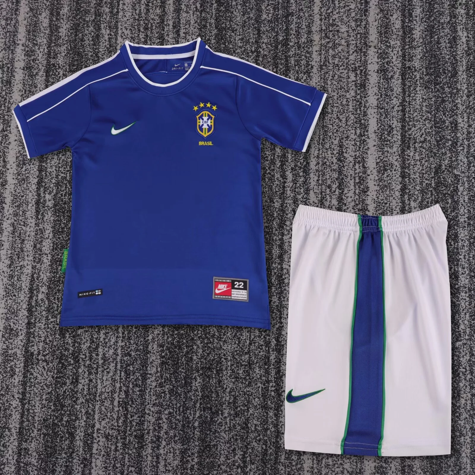 retro kids 1998 kids Brazil Away football jersey retro