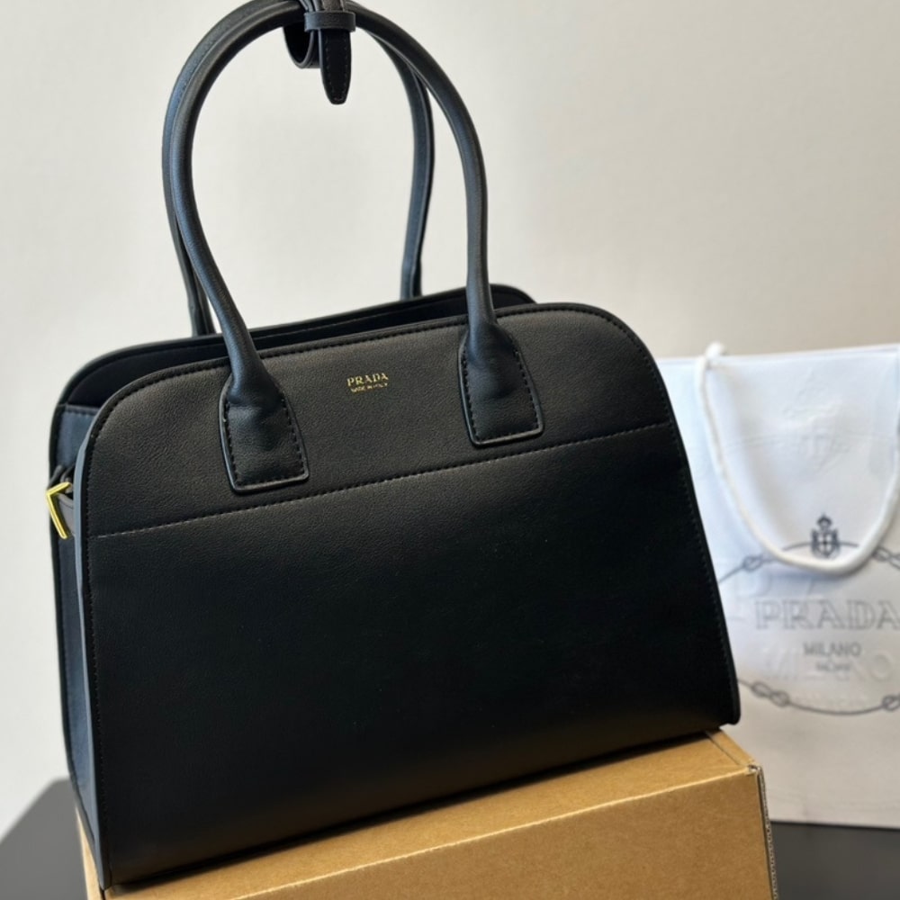 Prada Medium Leather Tote Bag Black 32Cm 1Bg538 2Cys F0002 V Ooo