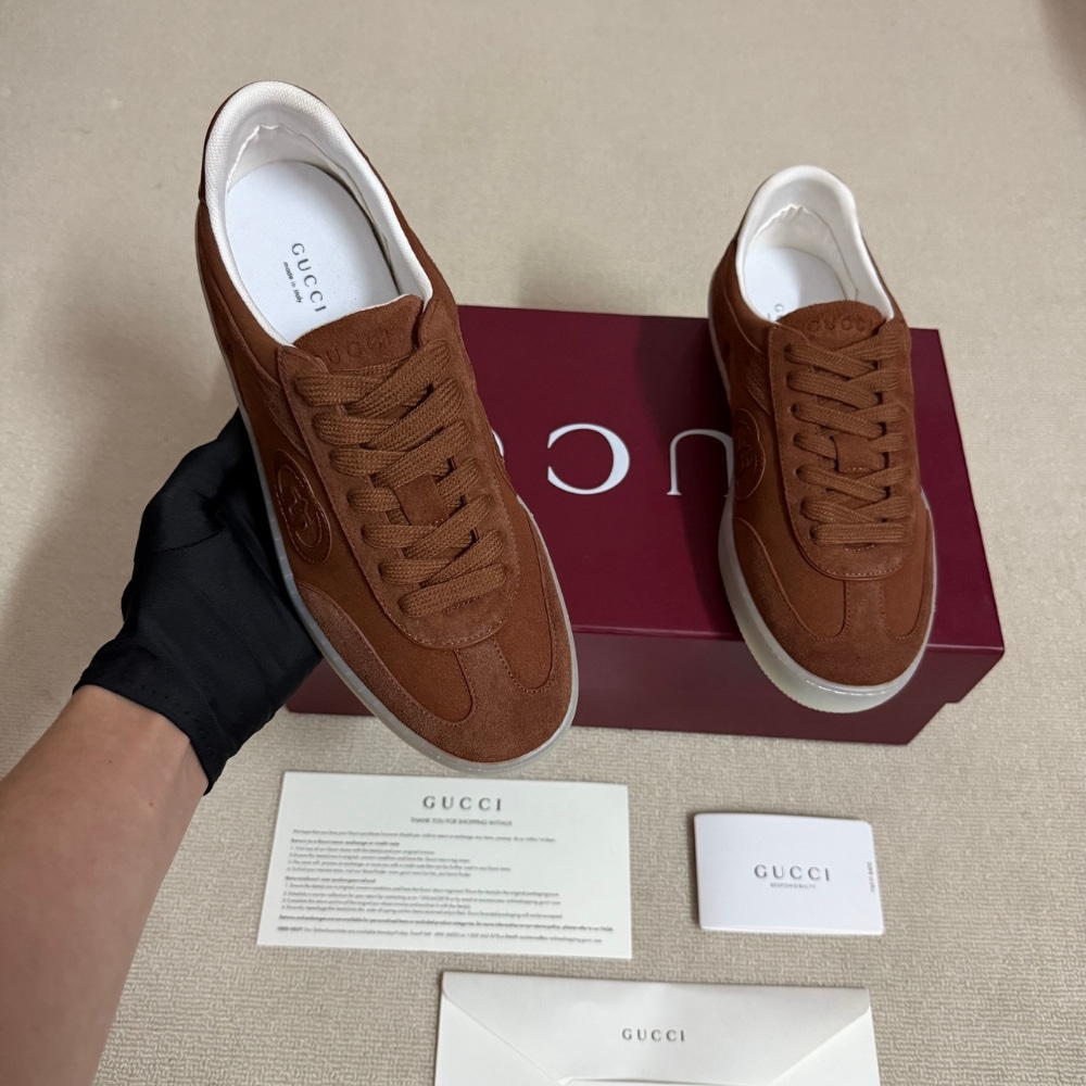 Gucci Men G75 Sneaker Light Brown Suede 845147 AAFGP 2361
