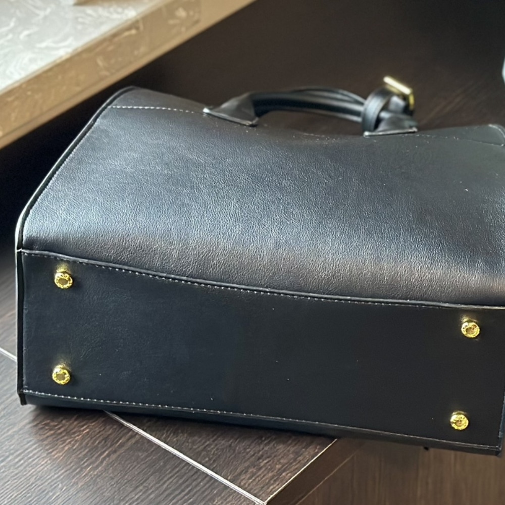 Prada Large Leather Tote Bag With Buckles Black 32Cm