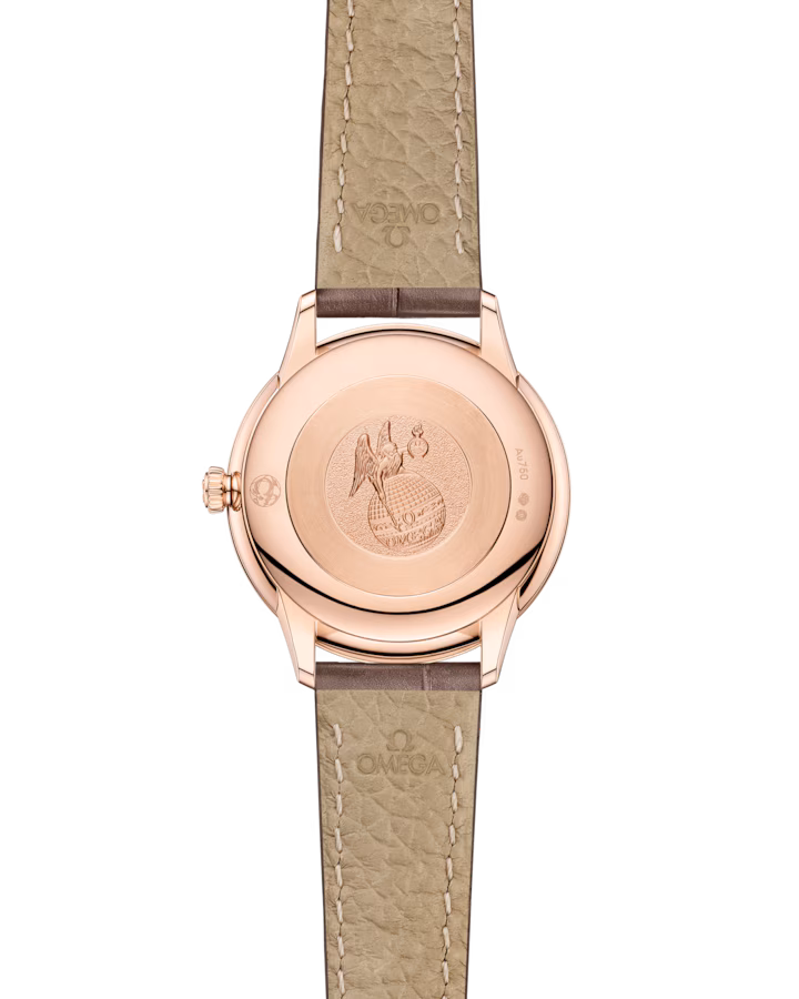 Omega De Ville Prestige 27.5 mm White Dial with Diamonds  Sedna 18k Rose Gold Strap 434.53.28.60.55.001