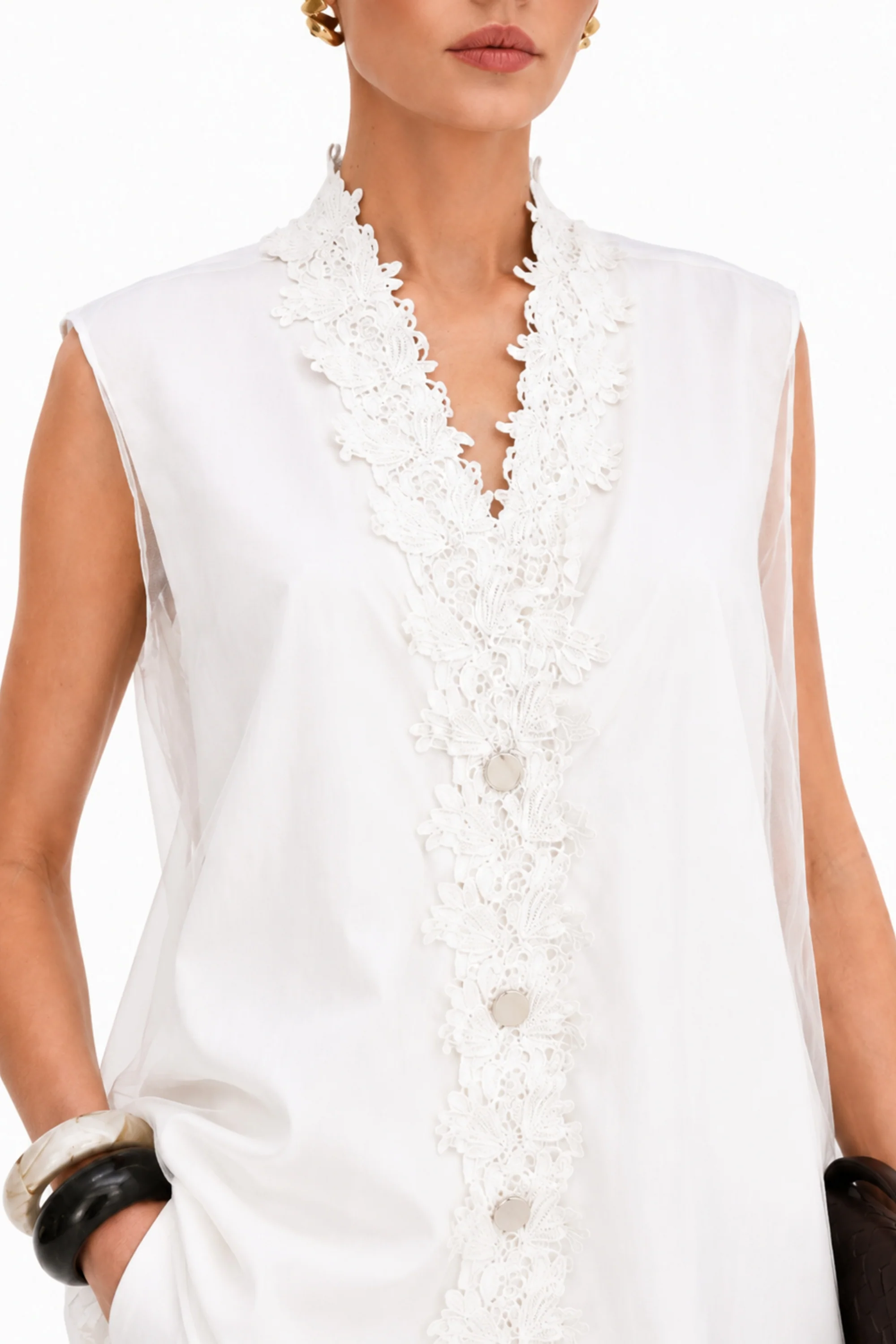 White Orchid Sleeveless Shirt