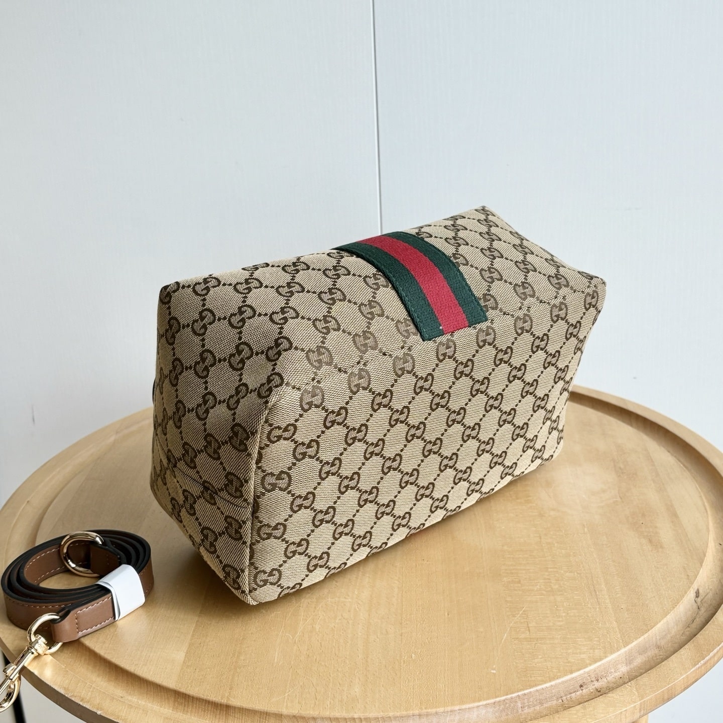 Gucci Vanity Medium Top Handle Bag Beige And Brown GG Canvas 27Cm ‎857799 FAFUF 9870