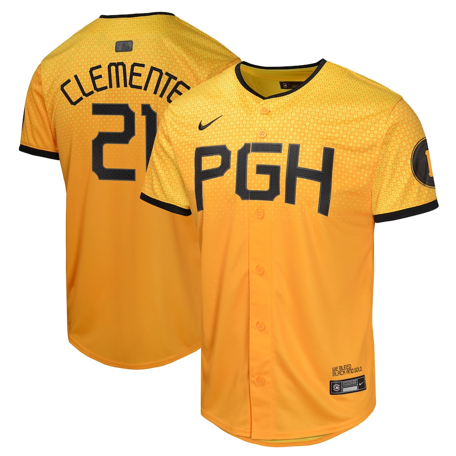 Roberto Clemente Pittsburgh Pirates Youth City Connect Limited Player Jersey Gold