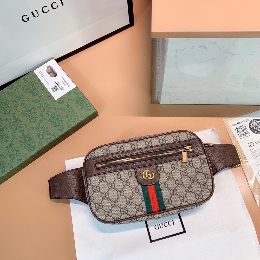 Gucci Ophidia GG Supreme Belt Bag Brown 24cm 574796 97SIT 8747