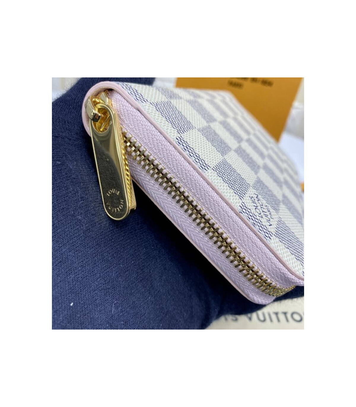 Louis Vuitton Damier Azur Zippy Wallet Pink
