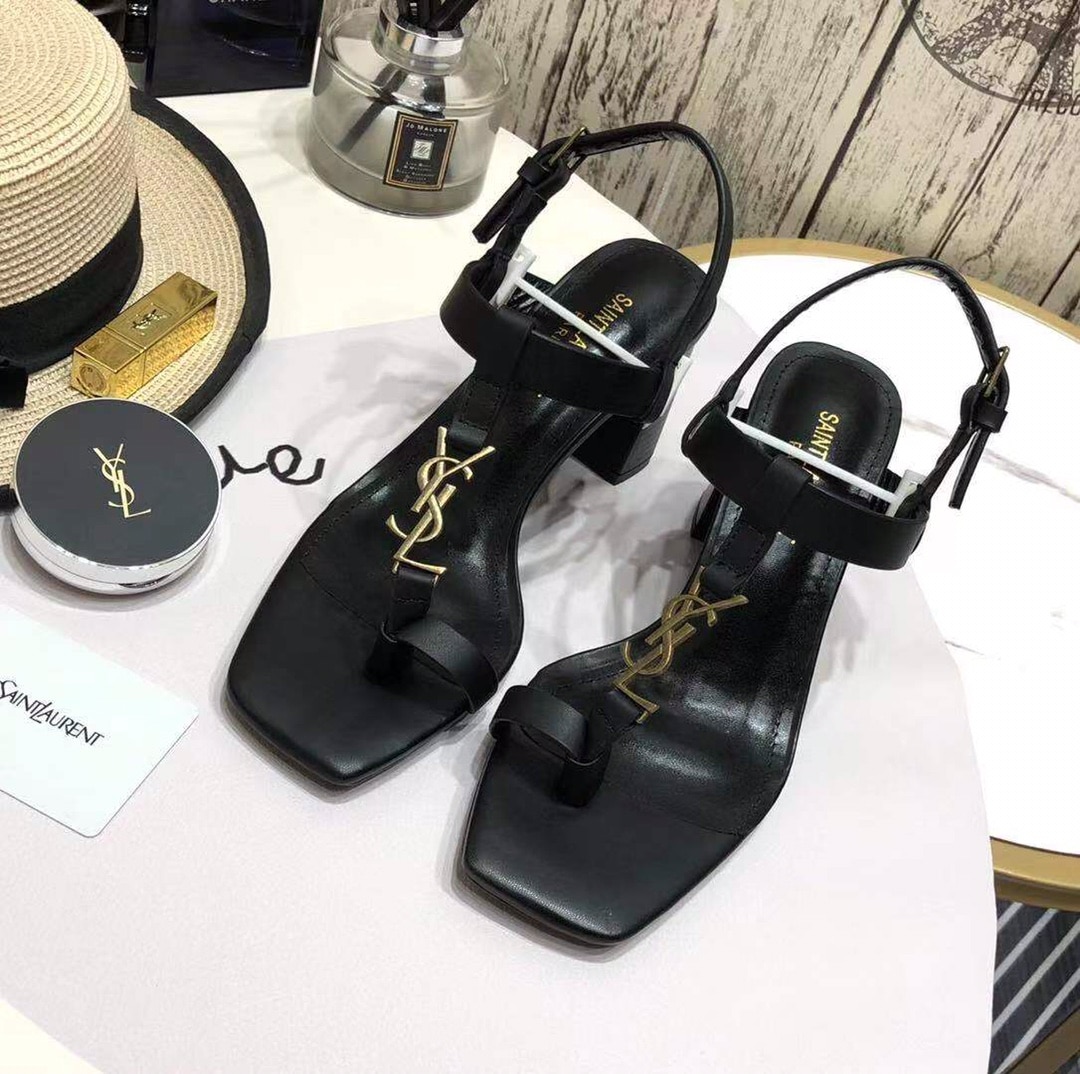Saint Laurent Cassandra Leather Slingback Sandals Black 658198Dwett1000