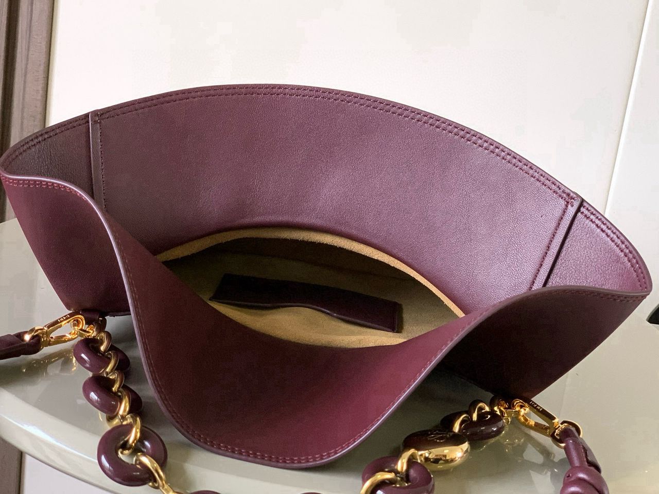LOEWE Burgundy Medium Leather Ola Shoulder Bag