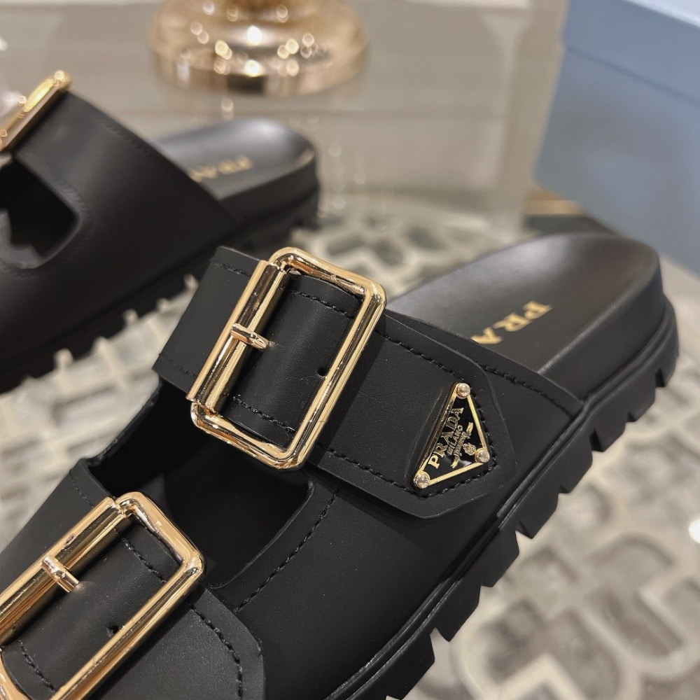 Prada Leather Strap Slides Black 1Xx692 3Lem F0002 F 020