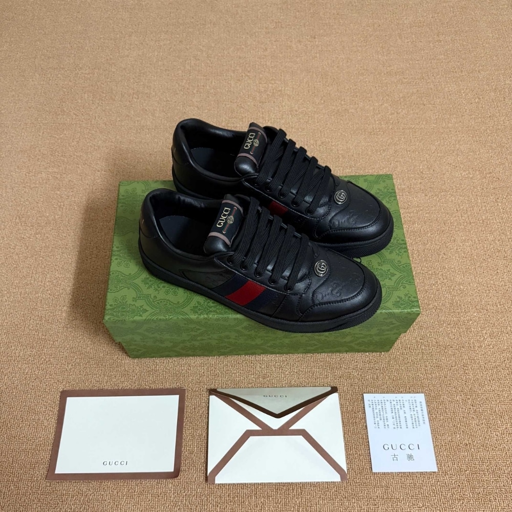 Gucci Men Screener Sneaker Black Leather 798785 AADU0 1074