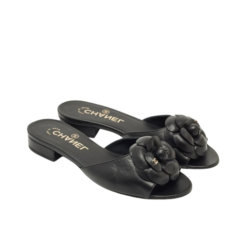 Chanel CC Mules With Camellia In Black G45499 X01000 94305