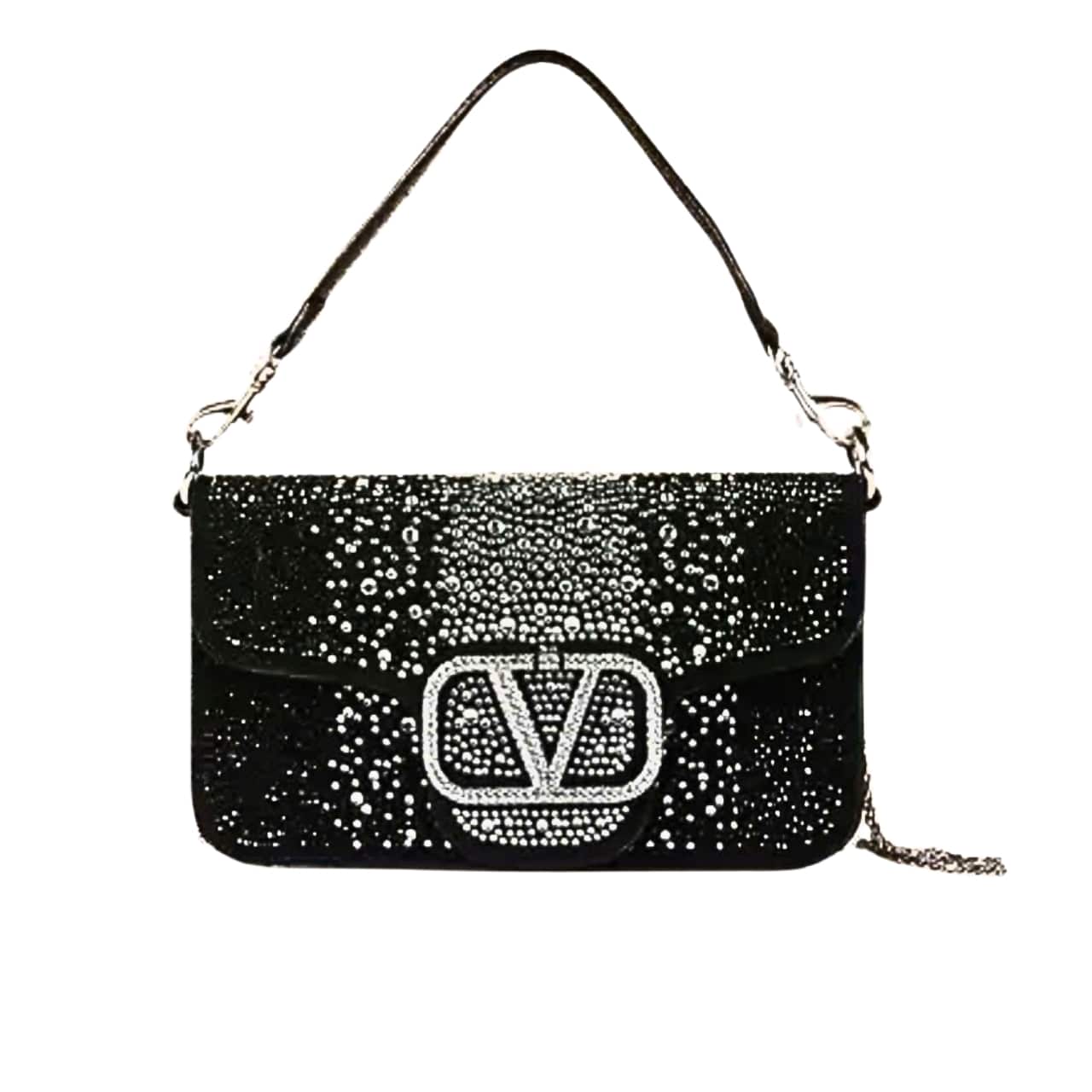 Valentino Loco Small VLogo Shoulder Bag Black 20Cm