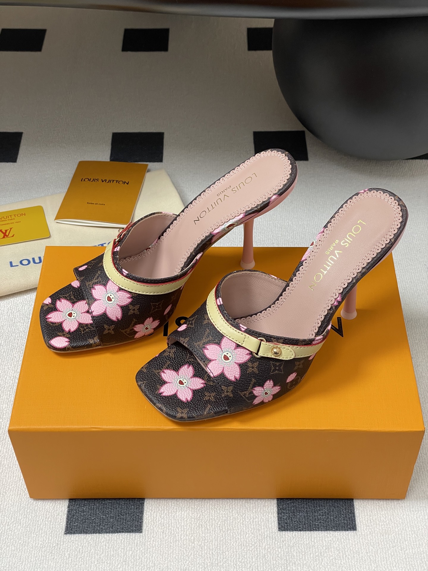 Louis Vuitton x Takashi Murakami Cherry Blossom Mule Brown Monogram Canvas