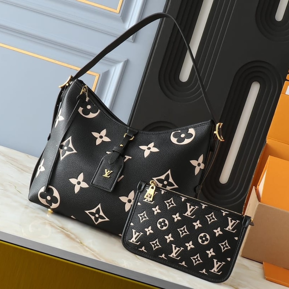 Louis Vuitton Carryall PM Bicolor Monogram Empreinte Black Beige 29Cm