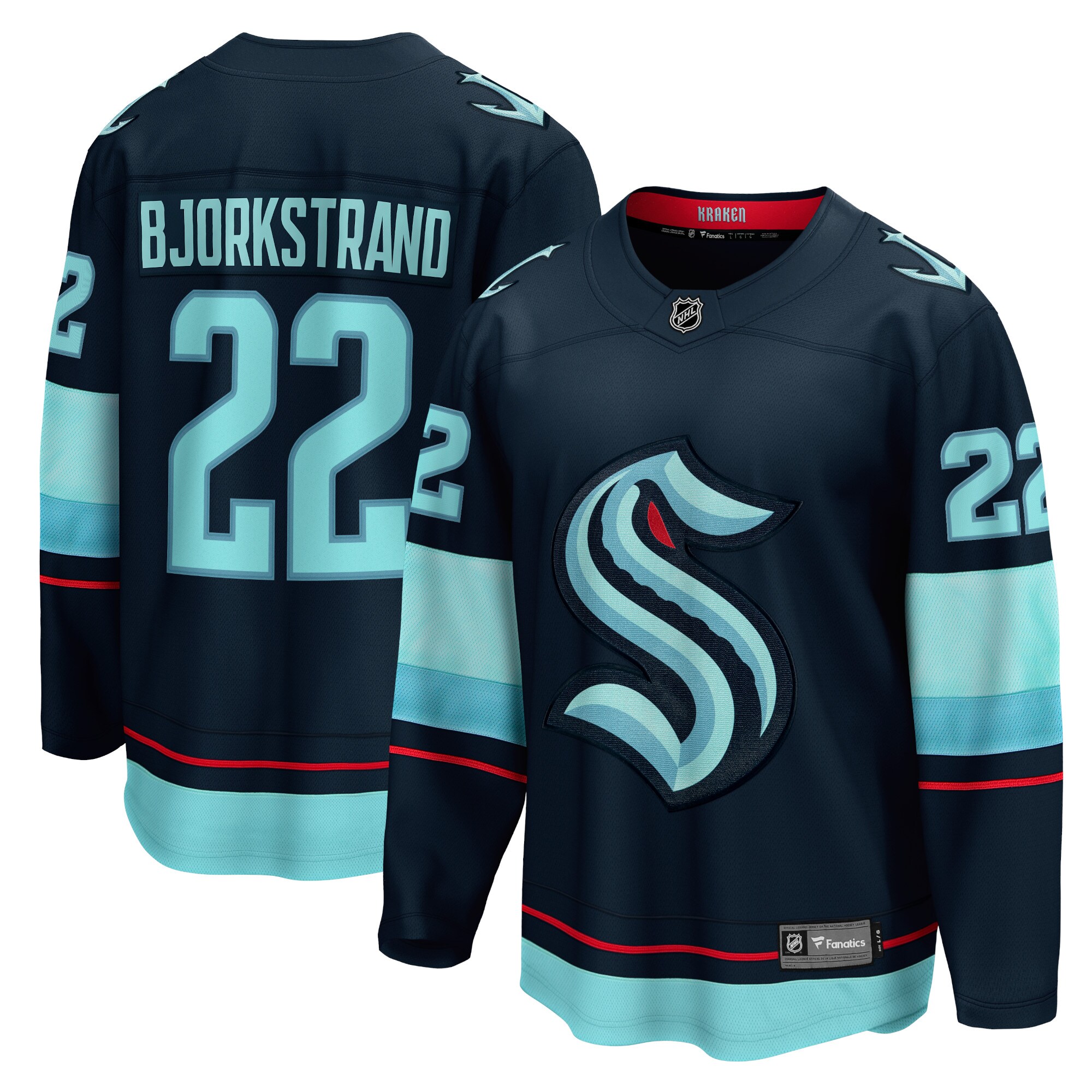 Oliver Bjorkstrand Seattle Kraken Fanatics Home Breakaway Player Jersey – Deep Sea Blue