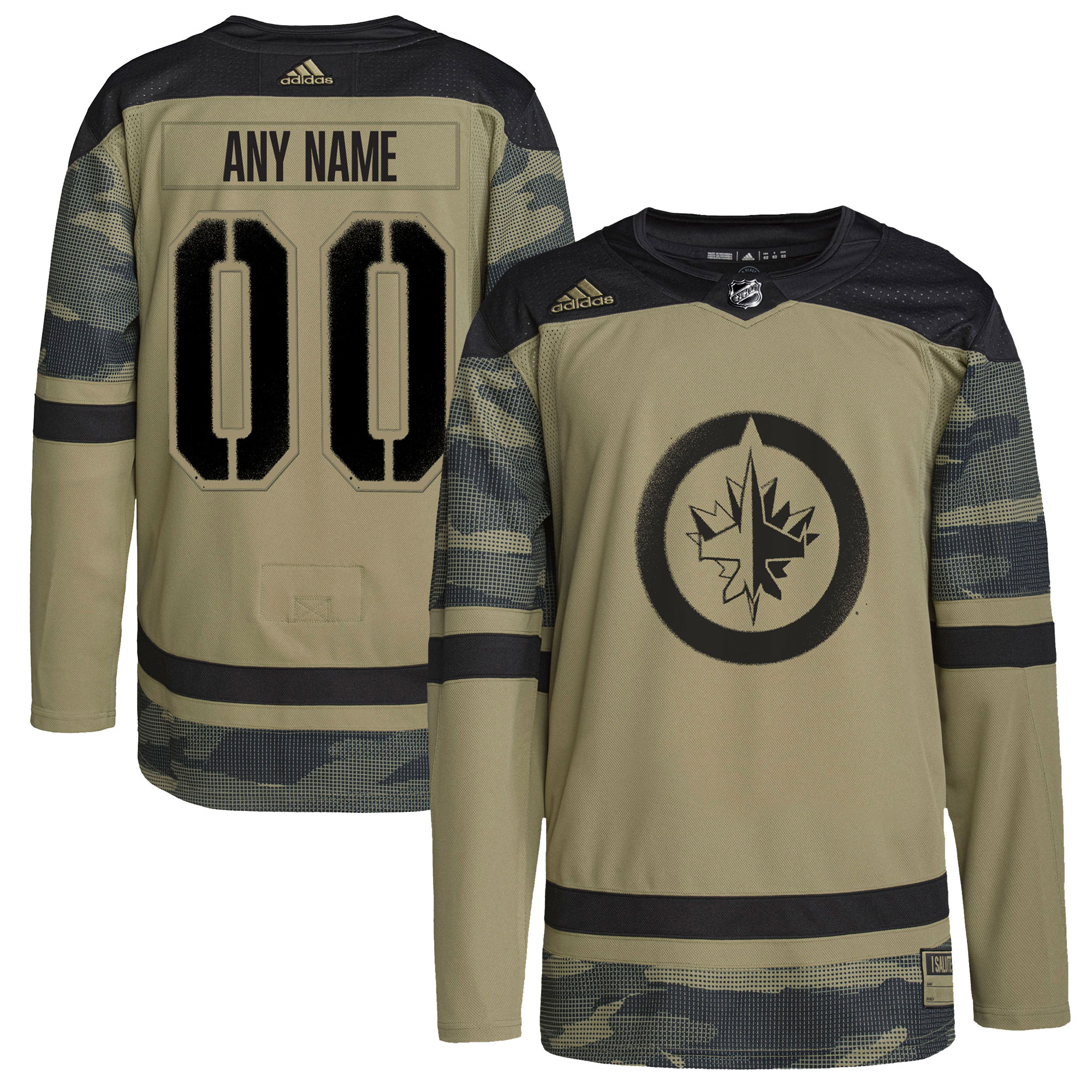 Winnipeg Jets adidas Logo Military Appreciation Team Authentic Custom Practice Jersey – Camo