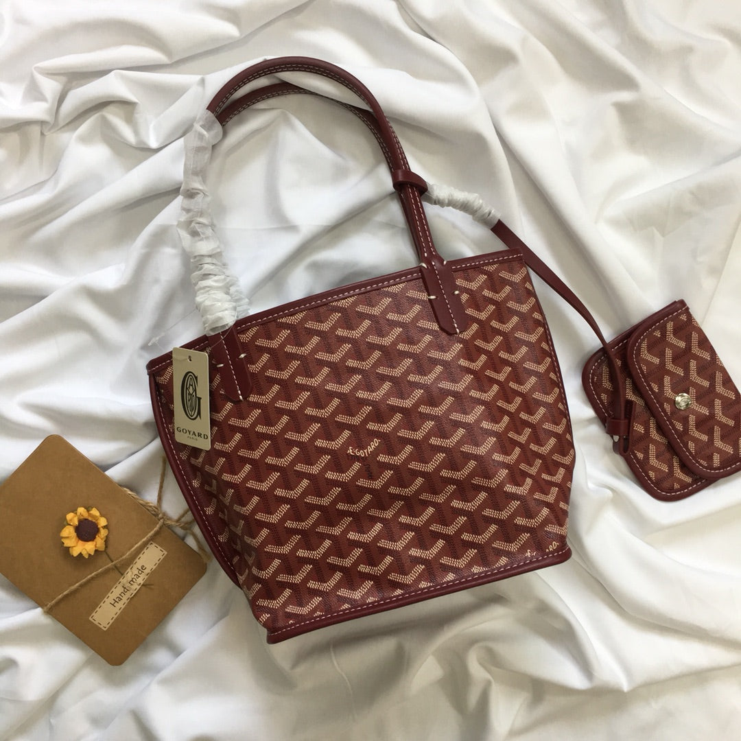 Goyard Anjou Mini Bag 20cm Burgundy Canvas