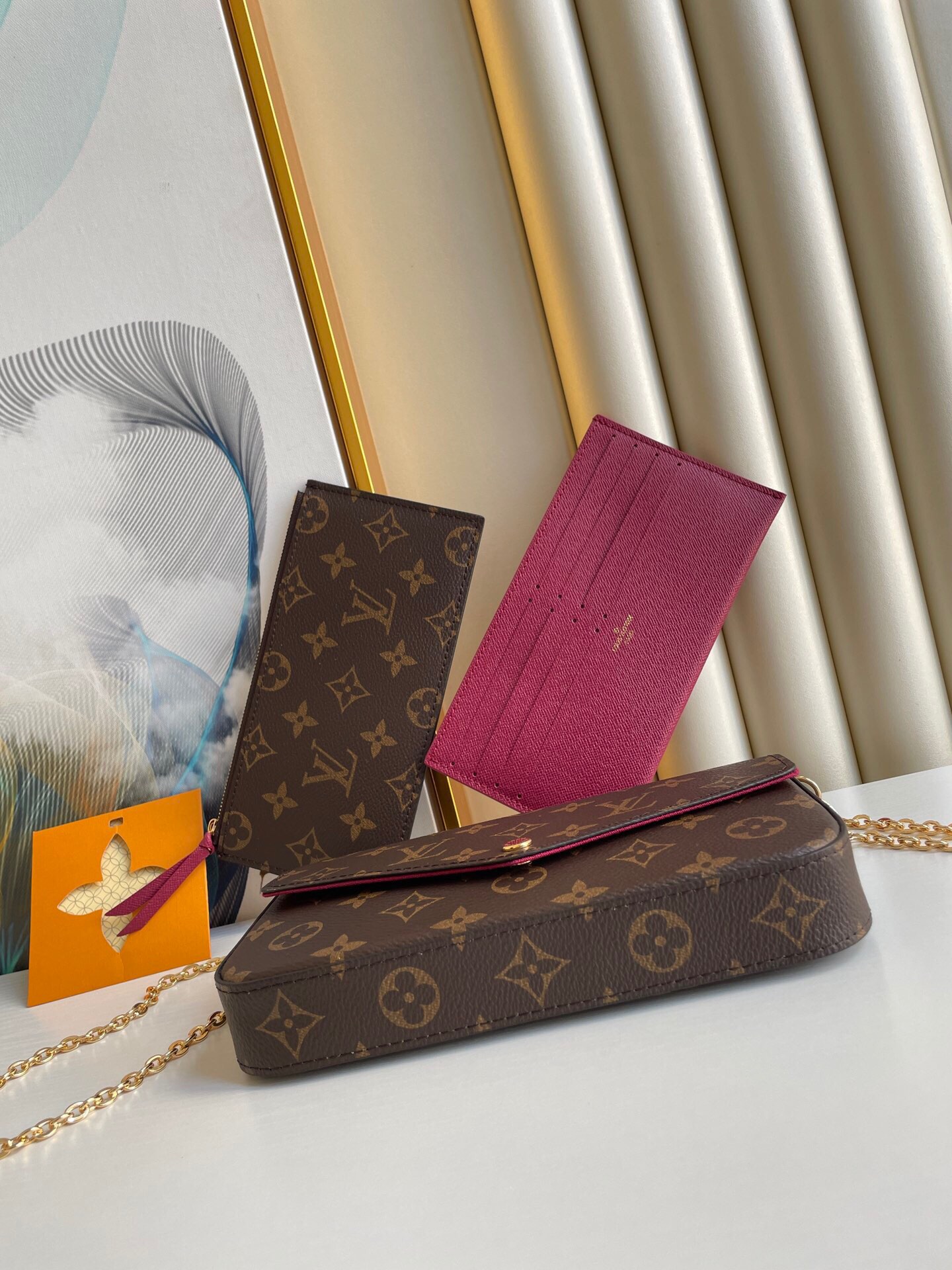 Louis Vuitton Félicie Pochette Lv Monogram Chain Bag Monogram 61276 21cm/8.3in