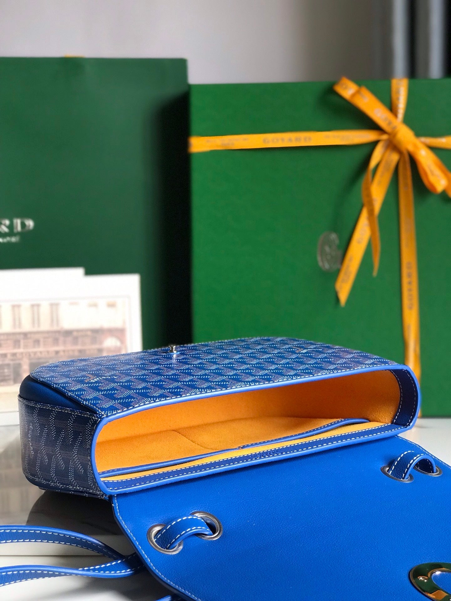 Goyard 233 Bag 25 Cm Sapphire Blue Calfskin And Goyardine Canvas 25cm