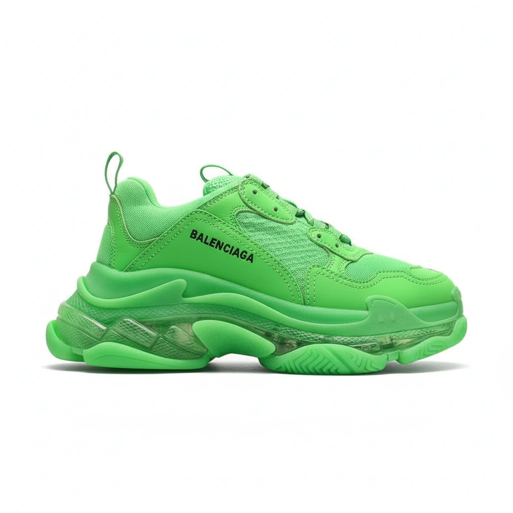 BALENCIAGA TRIPLE S CLEAR SOLE NEON GREEN