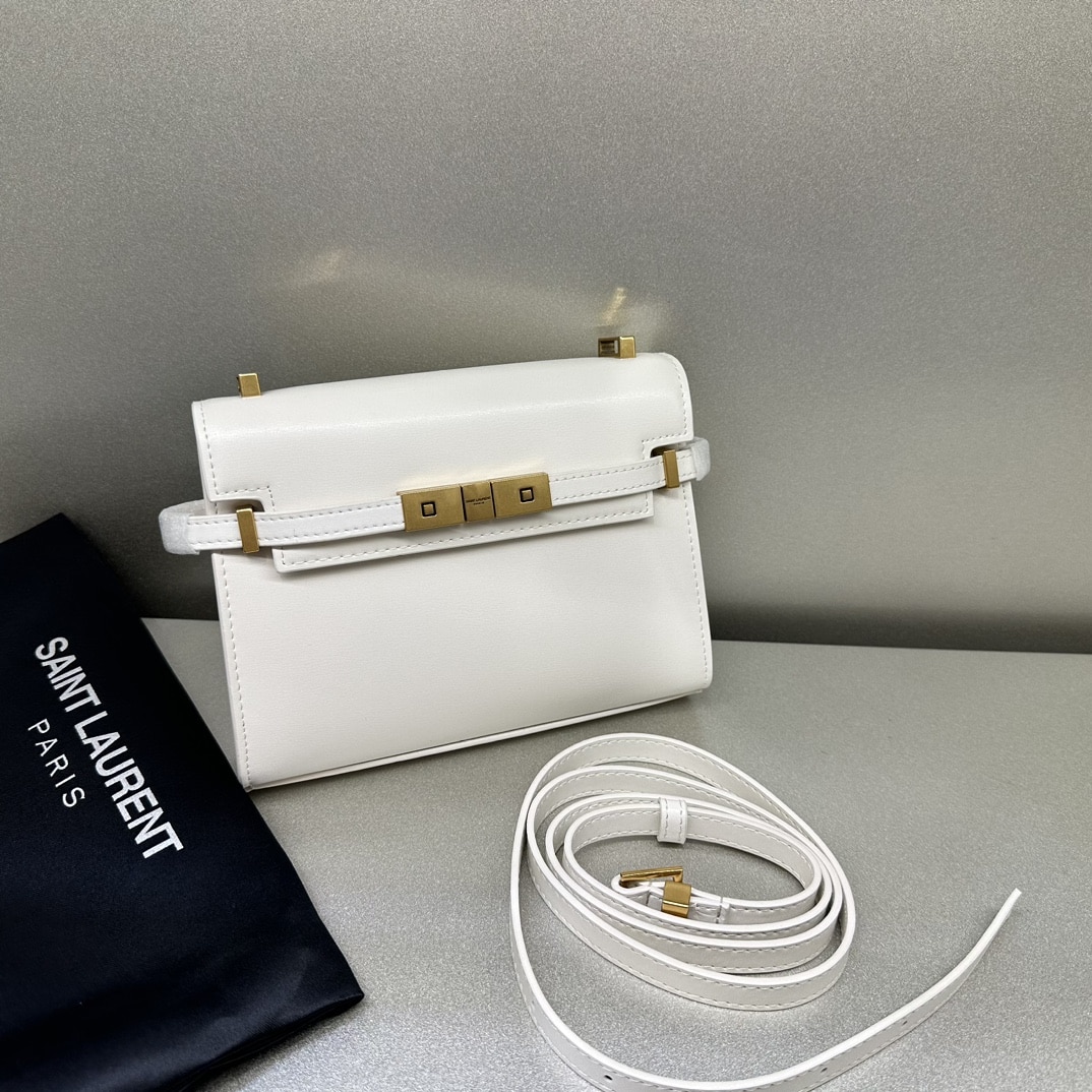 Saint Laurent Manhattan Small Shoulder Bag In Box Saint Laurent Leather White 19Cm