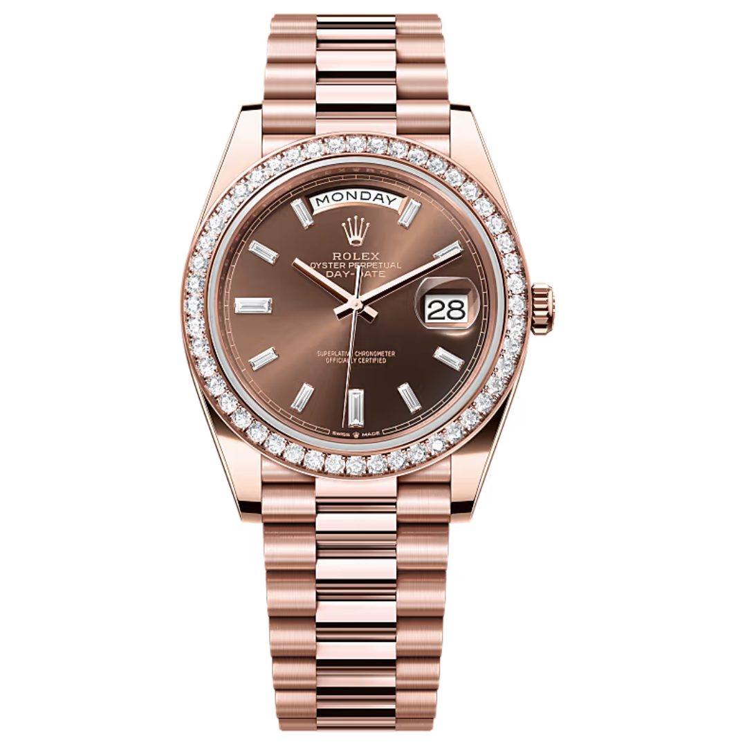 ROLEX Day-Date Oyster, 40 mm, diamonds and eternity rose gold Model number 228345RBR-0006