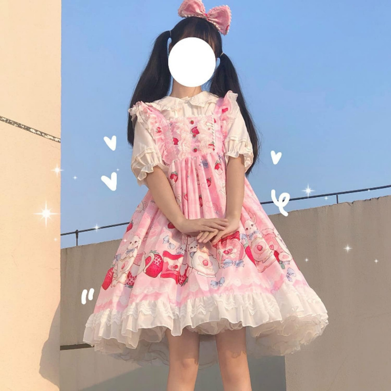 Japanese Style Sweet Cosplay Lolita Dress Teens Suspender