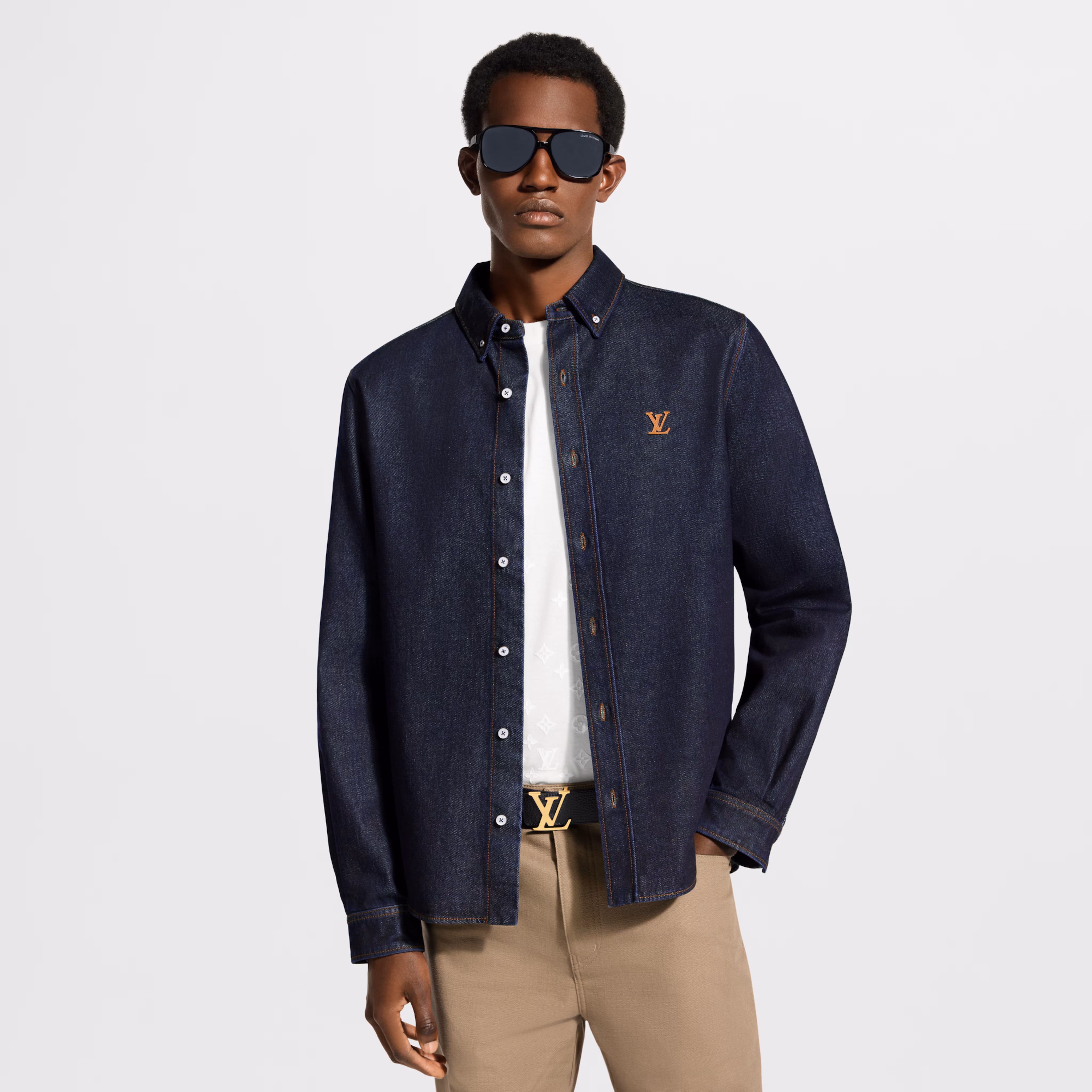 LOUIS VUITTON Denim Logo Shirt Jacket