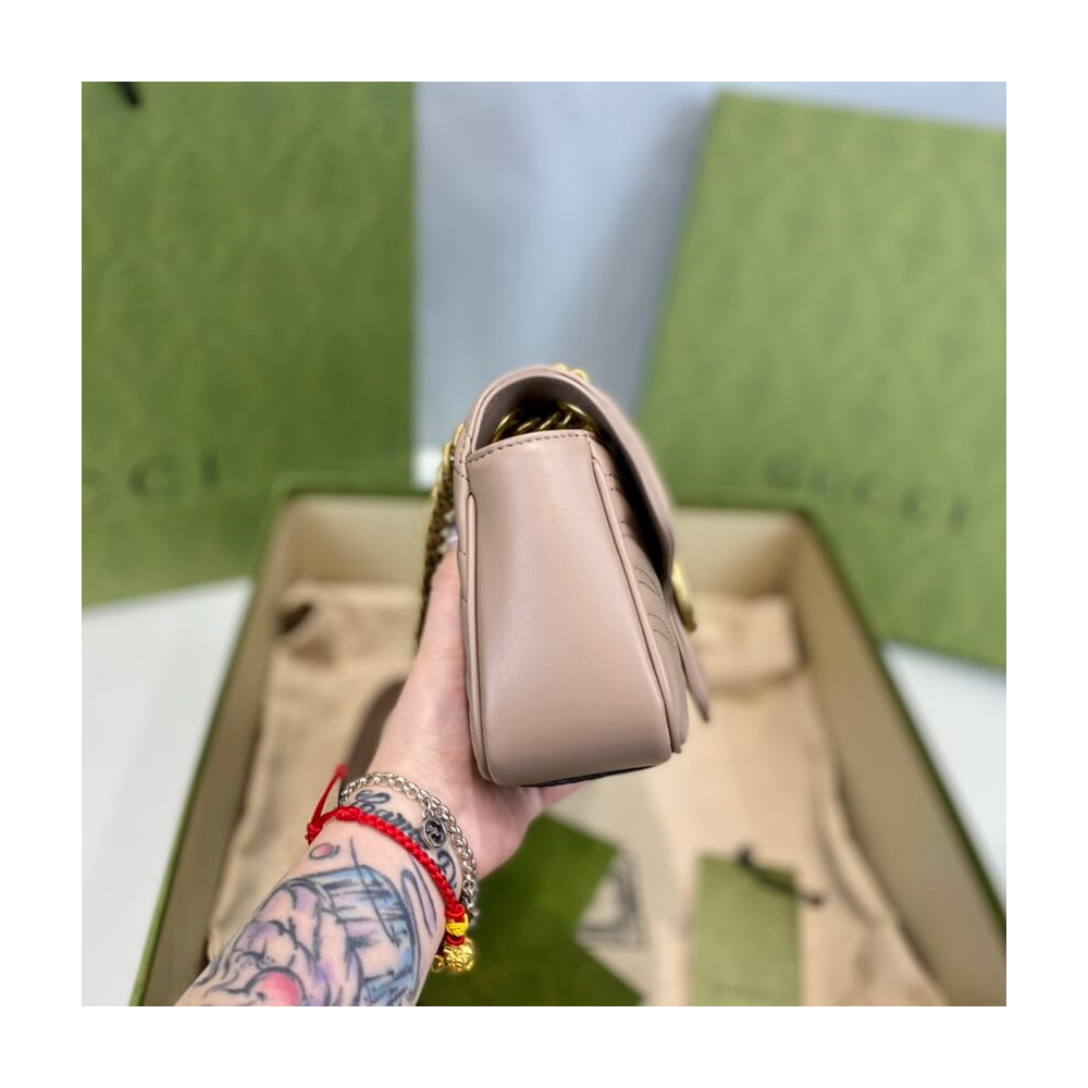 Gucci GG Marmont Matelasse Chevron Leather Mini Bag Nude Pink